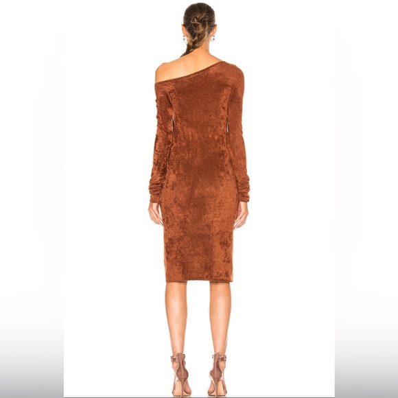 HELMUT LANG Velveteen Dress in Burnt Umber - Picture 4 of 10